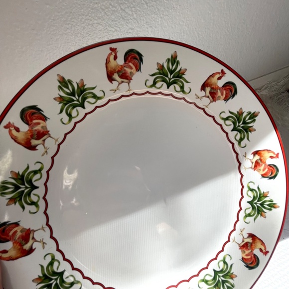 Enesco Country Gate plate with roosters, cornstalks - Picture 4 of 5